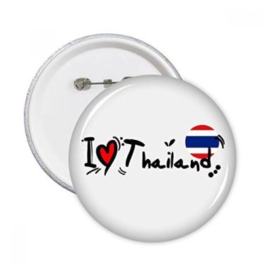Imagem de I Love Thailand Bandeira da Palavra Love Coração Ilustração Pinos Redondos Emblema Decoração de Roupas 5 peças Presente