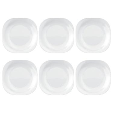 Imagem de Jogo Pratos Sobremesa, Plaza Opaline, Quadrado, 6 Peças, Branco, Duralex