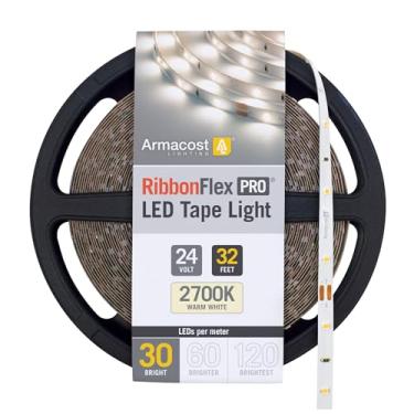 Imagem de Armacost Lighting Luz de fita de LED Pro, branco macio (2700K), 30LEDs/M, 32,8' (10M) 24V RibbonFlex Pro