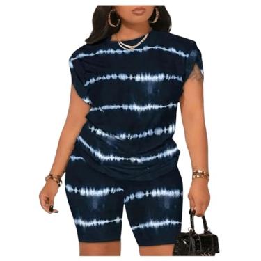 Imagem de SOLY HUX Conjunto de 2 peças para o verão feminino, camiseta tie dye, manga cavada, camiseta e shorts, Multicolorido., M