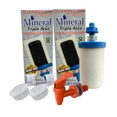 Imagem de Kit 2 Velas Filtro Barro Tripla Ação Esterilizante + 2 Boias + Torneira Clic (KIT COM TORNEIRA MARROM)