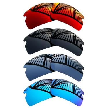 Imagem de MYCOURAG 4 pares de lentes de reposição para óculos de sol Oakley Flak 2.0 OO9295 - preto sólido + titânio + azul gelo + vermelho fogo
