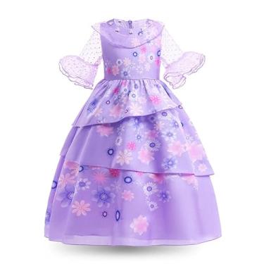 Imagem de e-super Vestido de princesa Encanto Mirabel para meninas cosplay Isabella traje mágico casa inteira, Roxo-q23, 3-4 Anos