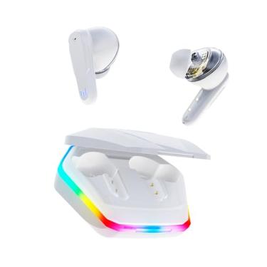 Imagem de Fone de Ouvido para jogos,Bluetooth 5.4 Fone Sem Fio Gamer Intra-auricular Cancelamento de Ruído Com Led Luz e Microfone (BRANCO)
