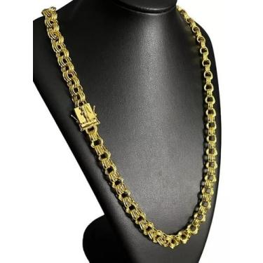 Imagem de Cordão Friso 12Mm Fecho São Jorge Banhado A Ouro 18K - Tojoia18K