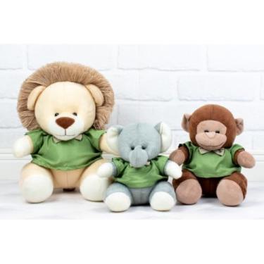 Imagem de Trio Safári Misto Pelúcia P/Nichos Leão, Macaco E Elefante. (VERDE)