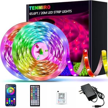 Imagem de Tenmiro Luzes de tira de LED de 20 metros, kit de tiras de luz LED com mudança de cor RGB 5050 ultra longo com luzes de LED remoto de 44 teclas para quarto, cozinha, Multicolorido, T-65