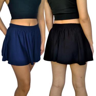 Imagem de Kit 2 Mini Saias Femininas Godê Elástico Lisas Cores Sortidas Suplex P
