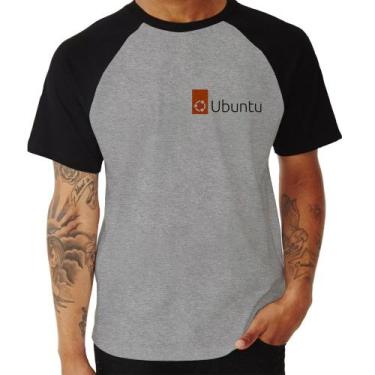 Imagem de Camiseta Raglan Ubuntu Linux - Foca na Moda, Cinza, Preto, M