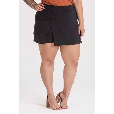 Imagem de Shorts Saia Feminino Plus Size C/ Fenda na Perna detalhe Botões Fake - Serena