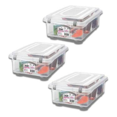 Imagem de Kit 3 Caixas Organizadora Média Baixa 8,6l Rígida Sanremo 