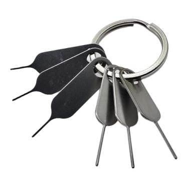 Imagem de Pacote com 6 ferramentas de remoção de bandeja de cartão SIM universal SD pino de ejeção de abertura para chaveiro para iPhone iPad Samsung Galaxy Google Pixel Motorola Phones - 3 pequenos e 3 grandes