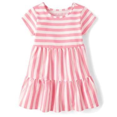 Imagem de The Children's Place Vestidos casuais de manga curta para bebês meninas e crianças pequenas, Listra cosmos, 9-12 Meses