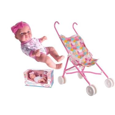 Imagem de Boneca Reborn cheirinho de amor + Carrinho de boneca passeio kit - Mil