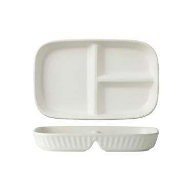 Imagem de Placa de grade de cerâmica japonesa, placa divisória criativa - retângulo branco marfim