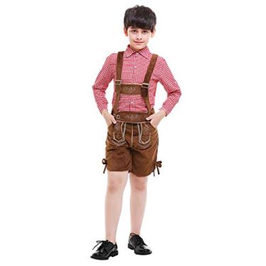 Imagem de Rodwake Fantasia Oktoberfest para meninos festa de cerveja roupa infantil bávara alemão Lederhosen Halloween cosplay