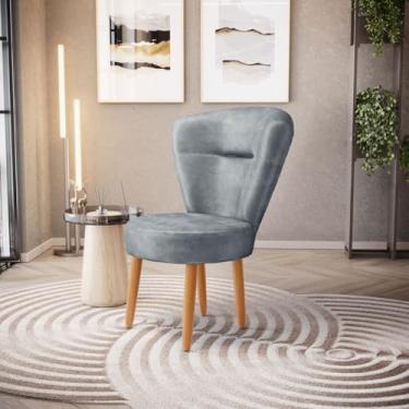 Imagem de Cadeira Decorativa para Recepção Mesa de Jantar cozinha Confortavel Pés Palito MOBLAN decor (Cinza)
