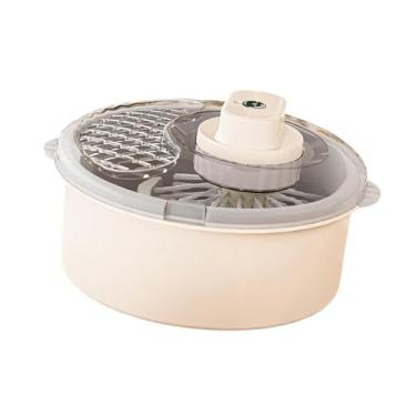 Imagem de IEUDNS Secador de salada elétrica, secador de vegetais de alface, peneira, salada tigela de salada seca secadora cesta de cozinha arruela de frutas de salada, Branco