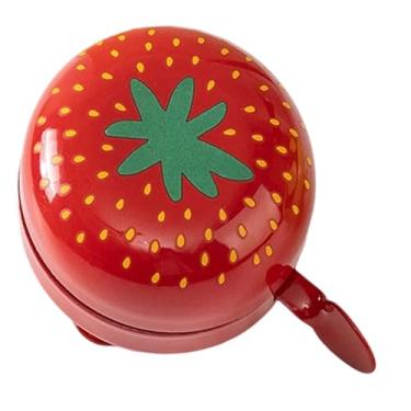 Imagem de UGPLM Bell de bicicleta infantil, sino de ciclismo em forma de frutas, instalação fácil de campainha de bicicleta de som transparente, Morango