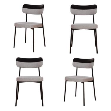 Imagem de Conjunto com 4 Cadeiras Mona Polipropileno Preto e Cinza Claro
