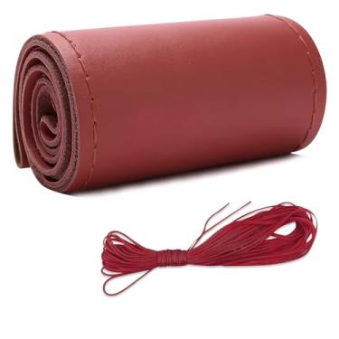 Imagem de Capa de volante de couro de microfibra, costura DIY com agulha e linha, protetor de volante de carro antiderrapante respirável, universal de 38 cm, costura de volante automático no envoltório