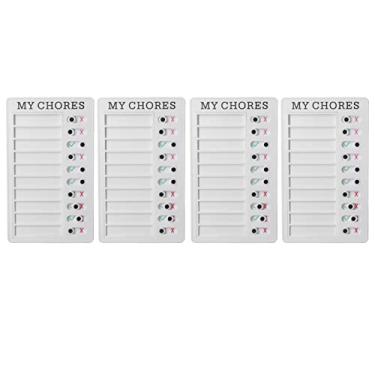 Imagem de Dioche Mychores 4pcs Reciclable PVC Checklist Board Com Gráfico de Tarefas Destacáveis ​​para Crianças, Memorando Portátil e Quadro de Mensagens para Viagens e Uso Doméstico (Cartão branco)