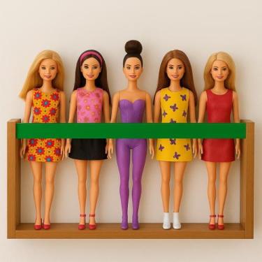 Imagem de Prateleira Para Bonecas Marrom Ripa Color 55Cm - Arte Cedro Decoração