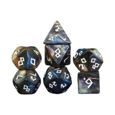 Imagem de Conjunto De Dados Poliédricos Com Glitter De Cores Mistas, 7 Peças D4 