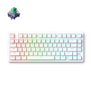 Imagem de MCHOSE Teclado Jet 75 Rapid Trigger 75%, teclado topográfico para jogos com efeito Hall, teclados mecânicos personalizados RGB com fio com interruptor magnético, teclas PBT, branco