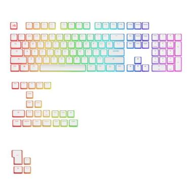 Imagem de Glorious Gaming - Teclas GPBT Aura RGB (branco): teclas estilo pudim, PBT de tiro duplo, design translúcido, cabe 100%, 75%, 65%, 60% teclados mecânicos, serve para ANSI, ISO, Windows e macOS