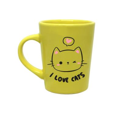 Imagem de Caneca de Porcelana 270ml I Love Cats Amarela