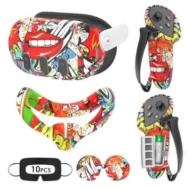 Imagem de VR Silicone Case for Meta Quest 3, Accessories for Oculus Quest 3, Face Cover, Controller Grips, Shell Cover, Lens Cover, Disposable Eye Cover (Street Graffiti)