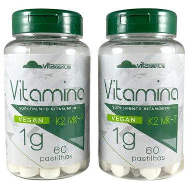 Imagem de Kit 2x Vitamina K2 MK-7 60 Comprimidos Vitamina K2 MK7 Suplemento em Comprimidos VitaGenus