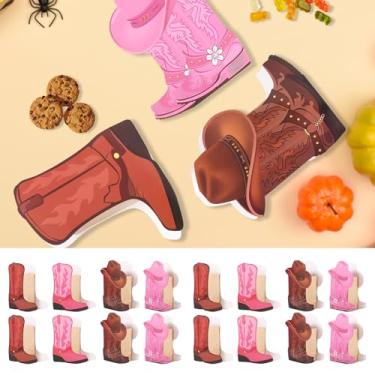 Imagem de 16 peças de sacos de papel para botas de caubói cowgirl, lembrancinhas divertidas de decoração de festa com tema ocidental, bolsa de presente para festa de despedida de solteira de cowboy