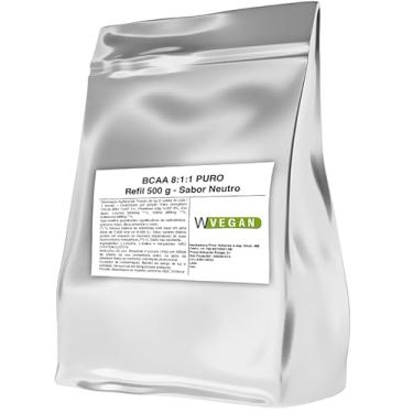 Imagem de WVegan BCAA 8:1:1 Puro, Suplemento Aminoácido Vegano em Pó, 500g, Sabor Neutro, com Leucina, Valina e Isoleucina