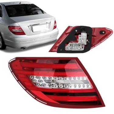 Imagem de Pinkomoto Luzes traseiras de LED esquerda W204 compatíveis com Mercedes Benz C250 C300 C350 C63 AMG 2011 2012 2013 2014, lanterna traseira de seta de freio esquerdo, substituição da lanterna traseira