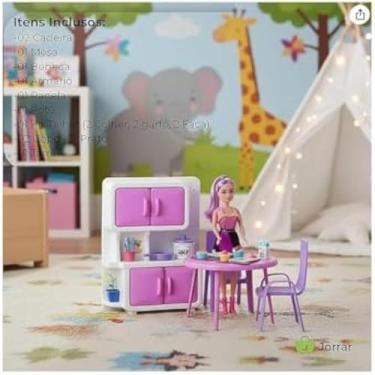 Imagem de Kit Copa de Cozinha com Boneca - Rosa