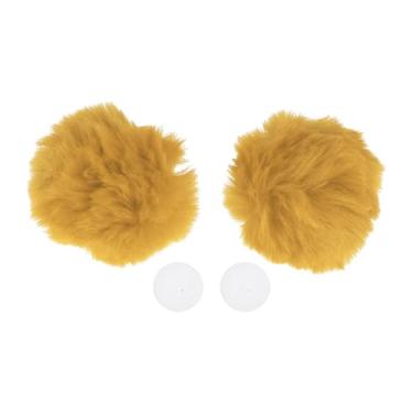 Imagem de VekAuto Acessórios para capacete de motocicleta, orelhas de urso, para motocicleta, bicicleta, capacetes de esqui, amarelo gengibre, 1 conjunto de adesivos de pelúcia