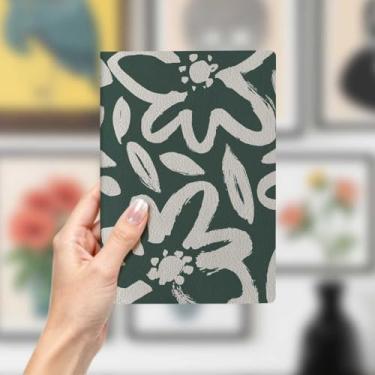 Imagem de Caderno de couro floral abstrato, caderno A5 para anotações no escritório, agenda de 21 x 14,7 cm, agenda de viagem, presentes para amantes de flores