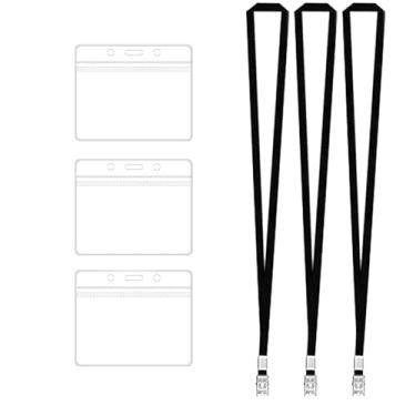 Imagem de 10 suportes de crachá de identificação de silicone com cordão, porta-crachás deslizantes à prova d'água de 9 x 6 cm para escritório, escola, eventos e uso diário