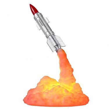 Imagem de Lâmpada de Mesa Escritório Foguete Impressão 3D Cabeceira Luz Noturna LED Quente Recarregável via USB Decoração para Casa Presente Adultos