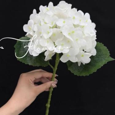 Imagem de 2 peças de flores artificiais de hortênsia de toque real, flores de seda falsas de 59,9 cm, flores de hortênsia de látex para decoração de casa, festas, arranjos florais, buquês de casamento, centro