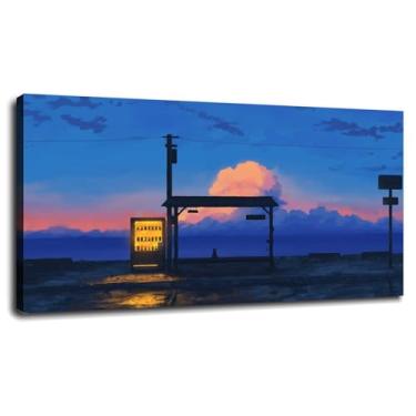 Imagem de Pôr do sol arte de parede gatos impressão em tela silhueta pôster para casa conjunto de 1 decorações com moldura 106.6 cm x 61.0 cm