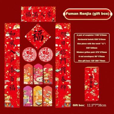 Imagem de Decorações do Ano Novo Chinês 2024 Versos da Primavera Chunlian Lanternas de Papel Vermelho Envelopes Hong Bao Caractere Fu Ornamentos Janela Bandeira Suspensão Decoração Festa Festival