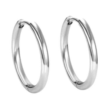 Imagem de Brincos Pequenos De Argola Prata 2 Peças Em Aço Inoxidável Redondos Pe