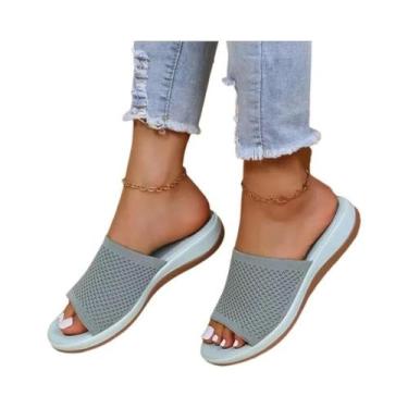 Imagem de Sandálias Planas Elásticas Femininas Para O Verão, Chinelos Casuais Pa