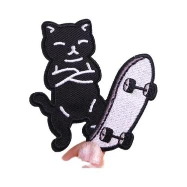 Imagem de Patch Bordado De Gato Borboleta Tigre Estilo Punk Termocolante Para Ro