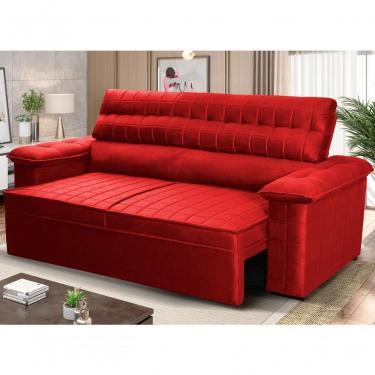Imagem de Sofá Retrátil Reclinável 2 Lugares Com Molas 1,50m Quantum Suede Velut Vermelho - King House