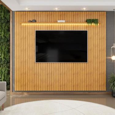 Imagem de Painel Ripado para TV até 75 Polegadas com LED MDF 275cmx240cm Led Tre