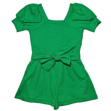Imagem de Macaquinho Macacão Infantil Menina Primavera Verão - 2L Kids, Verde ba